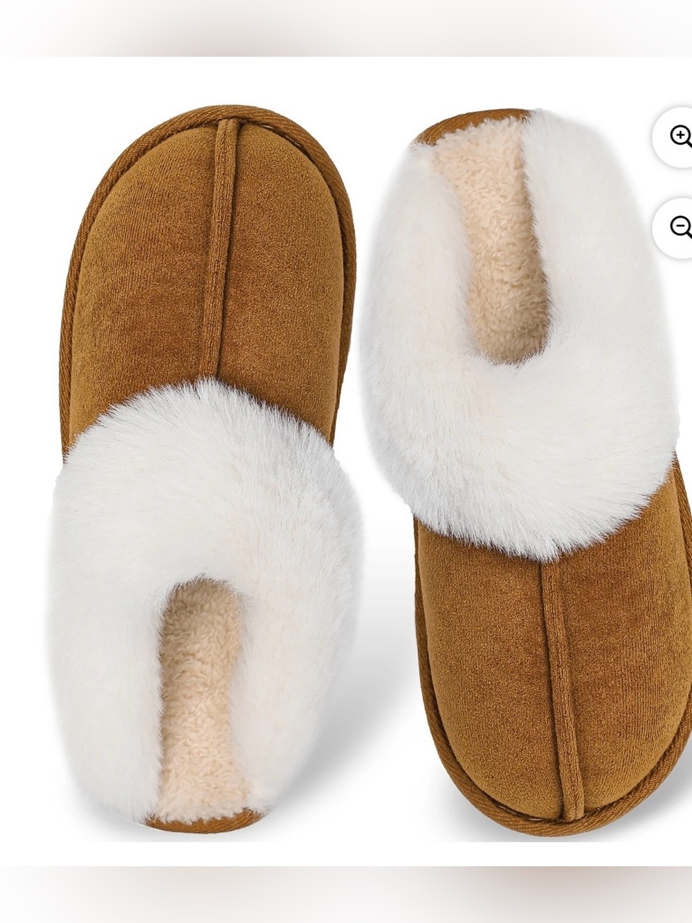 Minimalist Cozy Women's Shearling-Lined Slippers - Chestnut Brown/White